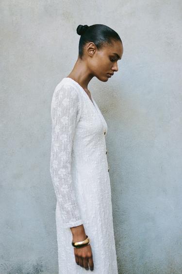 ROBE MIDI CROCHET - Blanc de Zara - Image 2