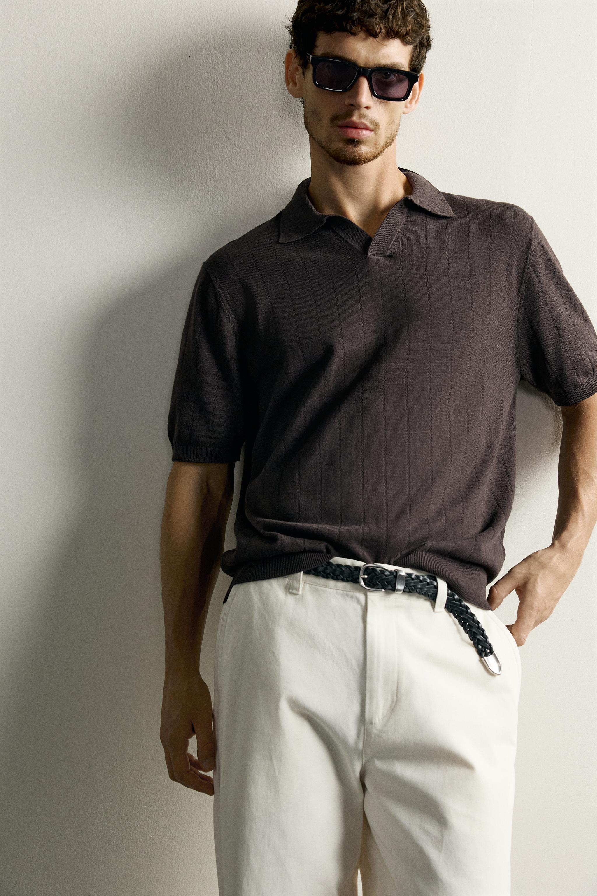 Мужские свитеры Zara REGULAR FIT RIBBED KNIT POLO — фото 5