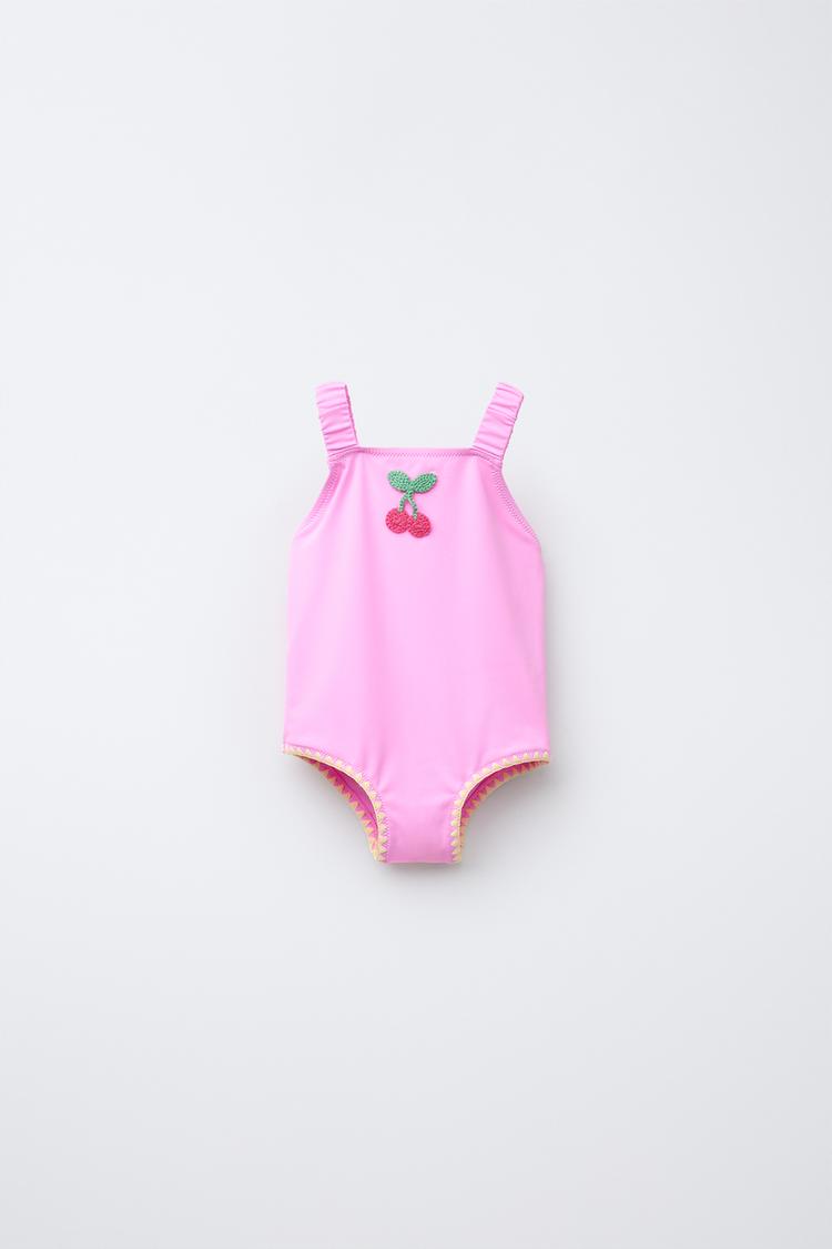 2-6 YEARS/ CHERRY CROCHET SWIMSUIT Pink ZARA India