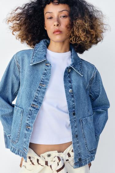 Z1975 CROPPED DENIM JACKET - Mid-blue by Zara