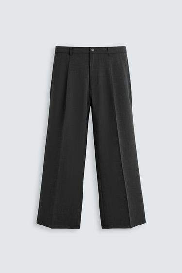 Zara PLEATED SUIT PANTS - Gray marl