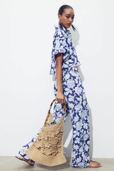 FLORAL BRAIDED TOTE BAG - Light beige by Zara - Image 0