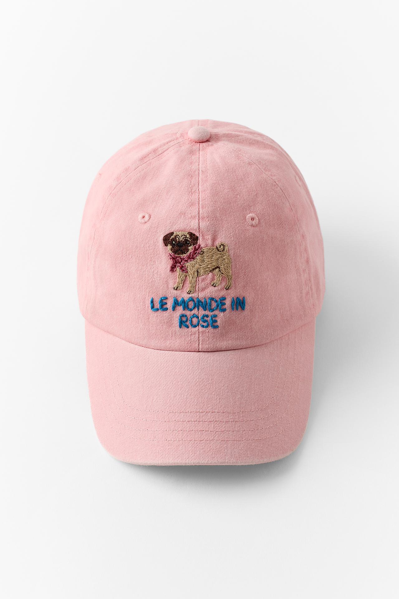 TWILL DOG TEXT CAP — Pink