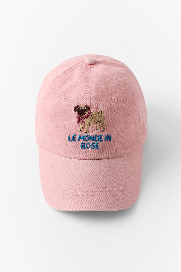 TWILL DOG TEXT CAP — Pink