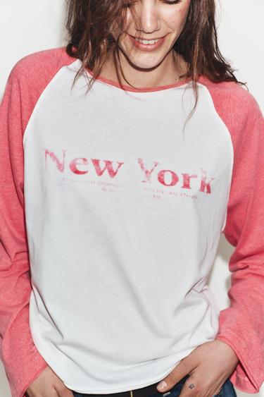 FLAMÉ T-SHIRT MIT RAGLANÄRMELN - Weiß von Zara