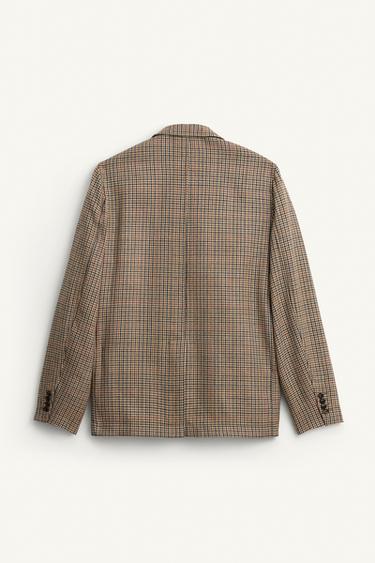 BLAZER DE COSTUME À CARREAUX EN LAINE ÉDITION LIMITÉE - Marron de Zara - Image 7