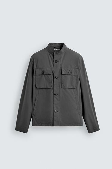 COTTON OVERSHIRT WITH POCKETS - Mid-grey by Zara