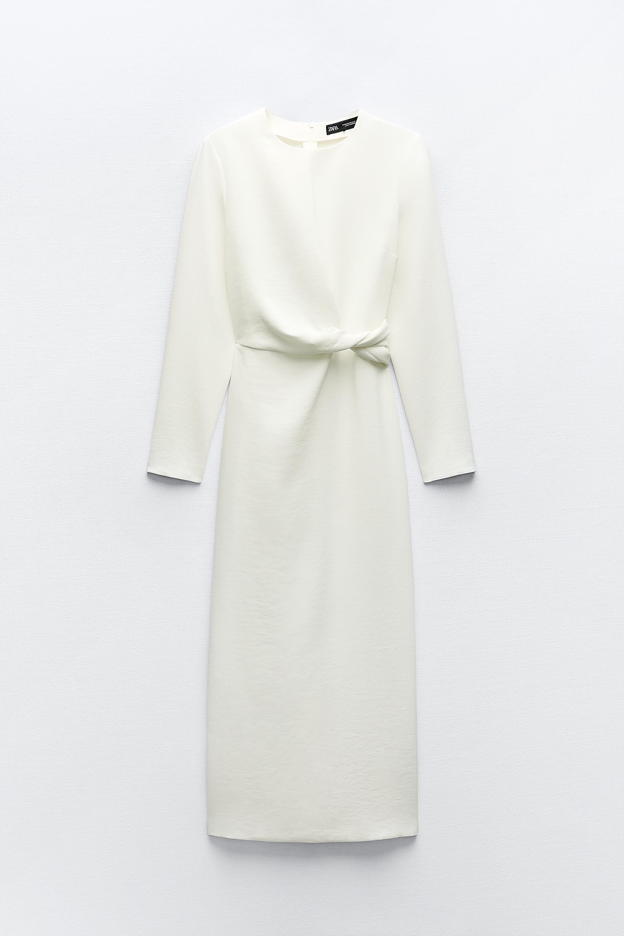 CREPE MIDI DRESS WITH KNOT - Oyster-white | ZARA Turkey