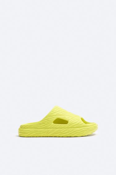POOL SLIDE SANDALS - Lime Green by Zara