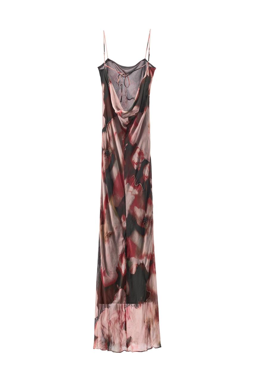 BEADED FLORAL PRINT DRESS