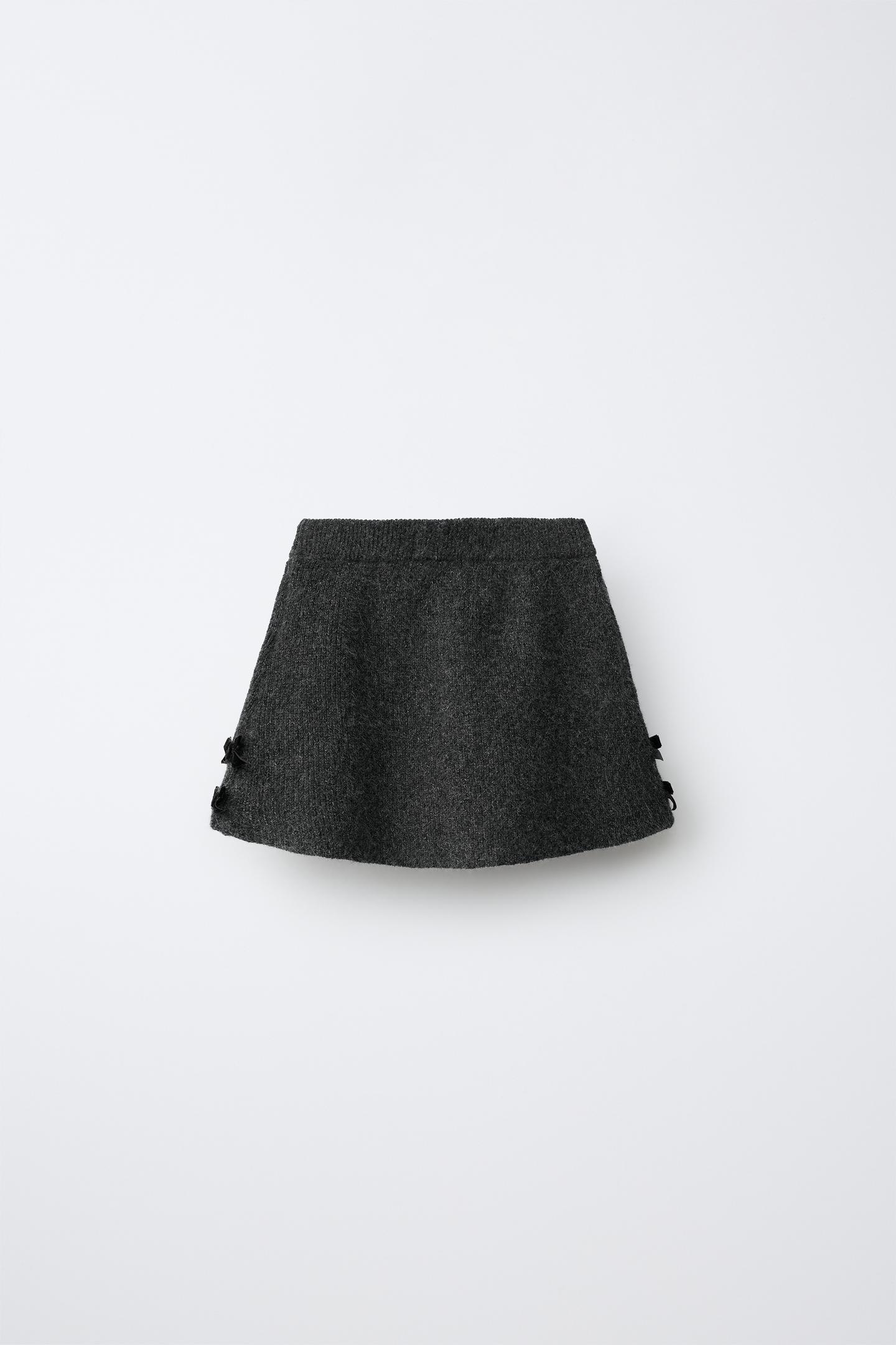 Детская юбка Zara Velvet Bow Knit, цвет: Серый меланжевый — фото 3