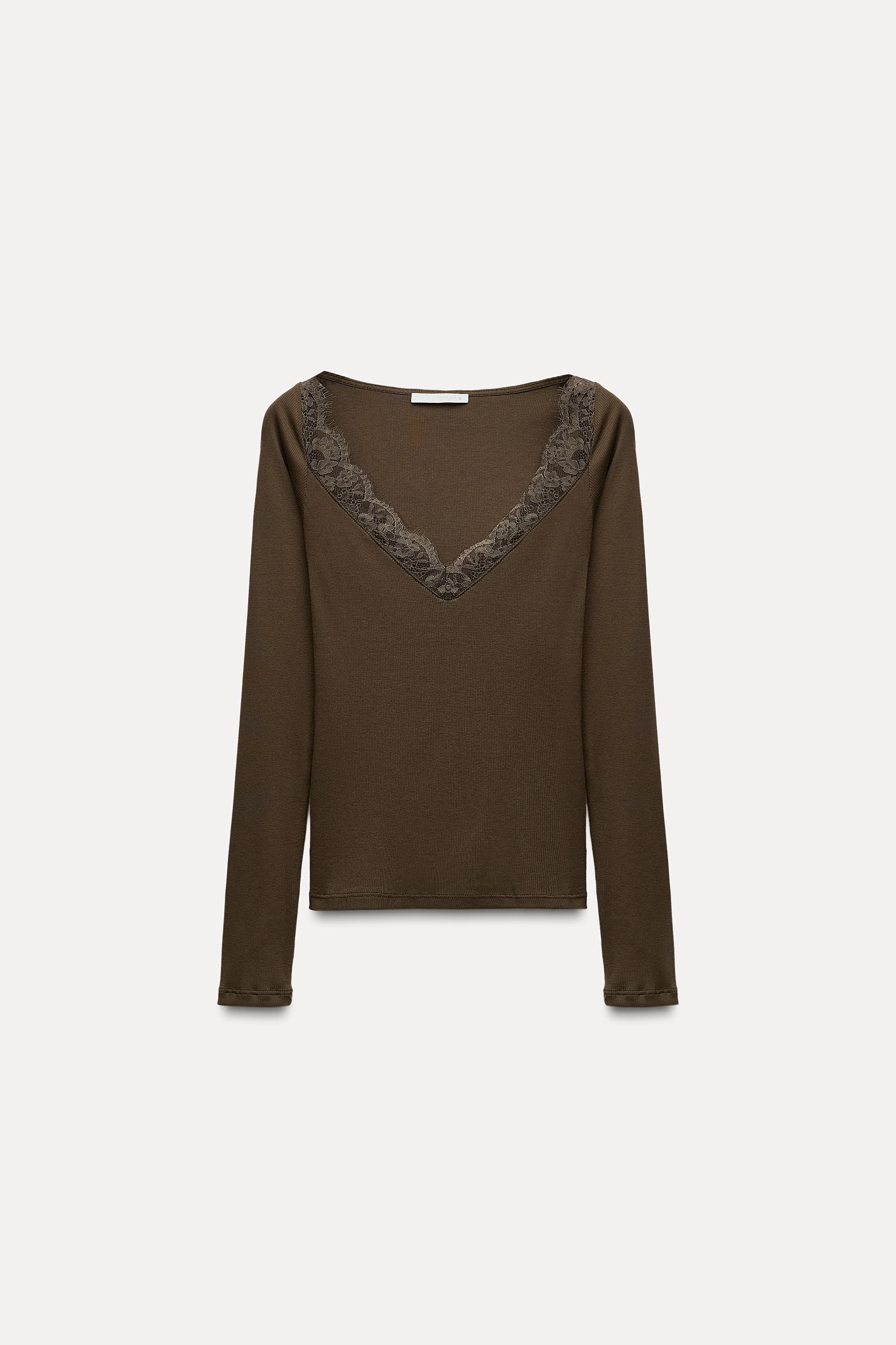 LACE RIB TOP - Oyster-white | ZARA United States LACE RIB TOP - Oyster-white | ZARA United States