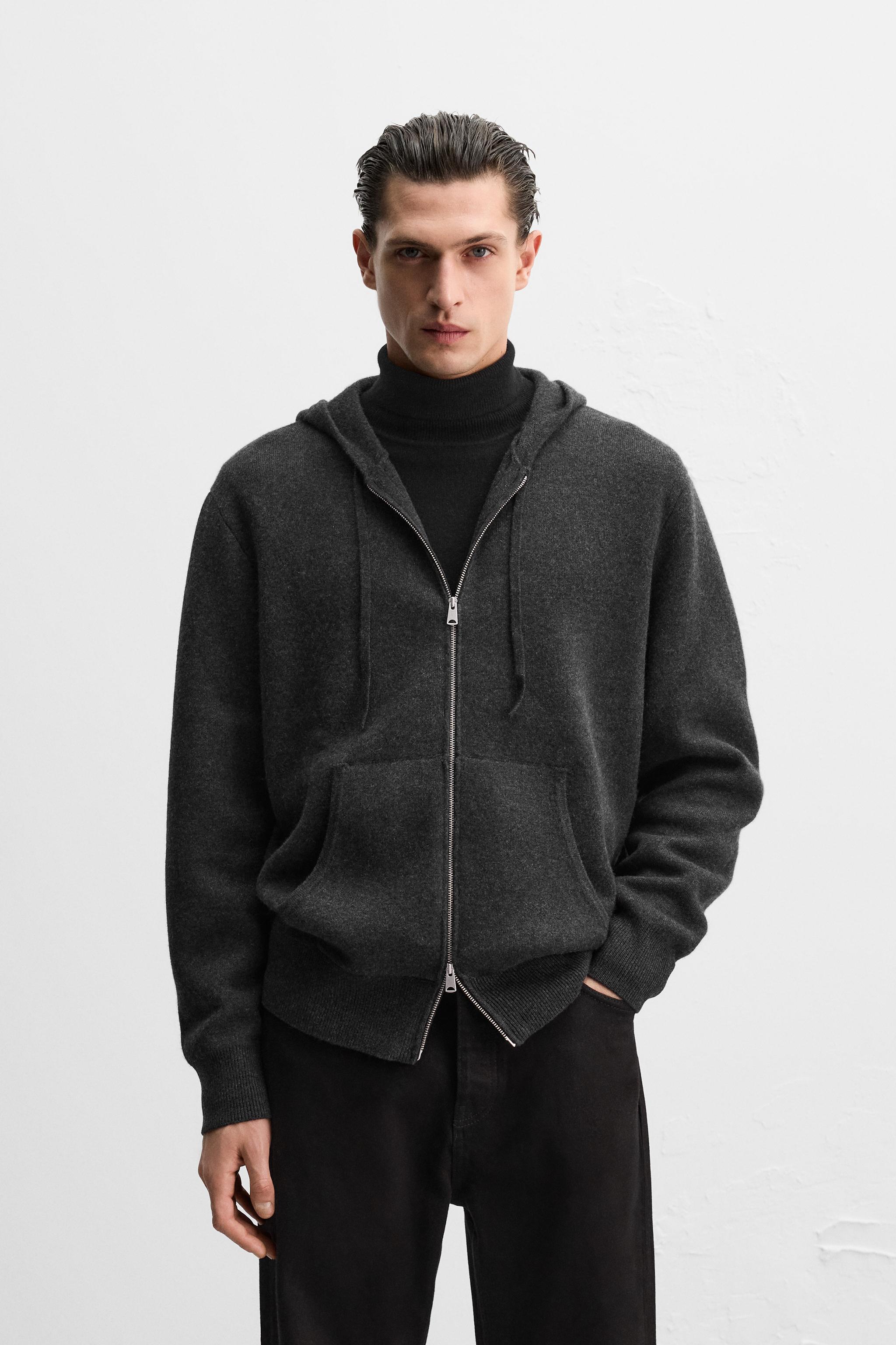 CASHMERE BLEND KNITTED HOODIE - Grey marl | ZARA Australia