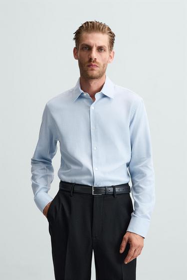 EASY CARE TEXTURED SHIRT - Sky blue by Zara