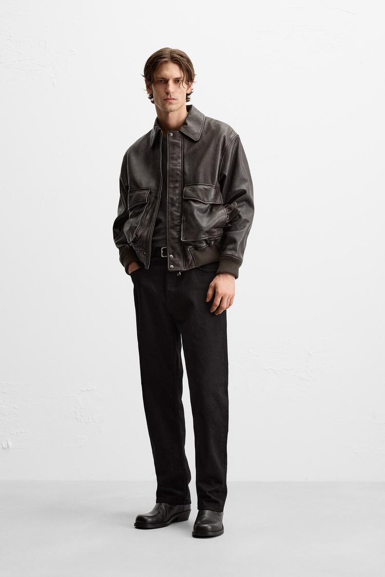 Efecto Piel Cazadora Polipiel Hombre Zara Marca Zara Zara Camisa