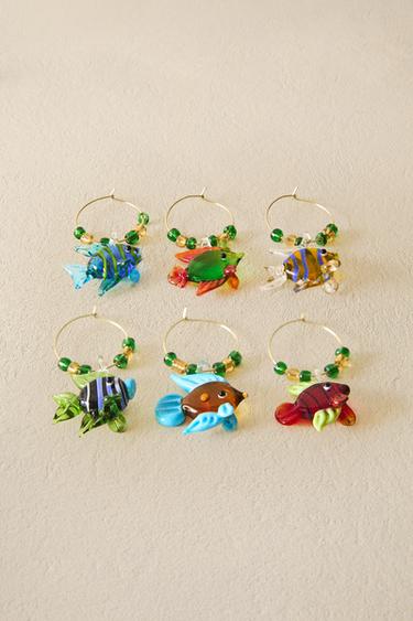 PACK OF FISH GLASS CHARMS (PACK OF 6) - Yellow by Zara - Image 5