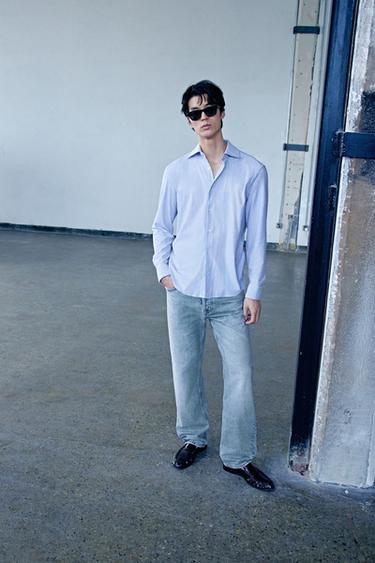 Zara 標準版襯衫 - 藍色 / 白色
