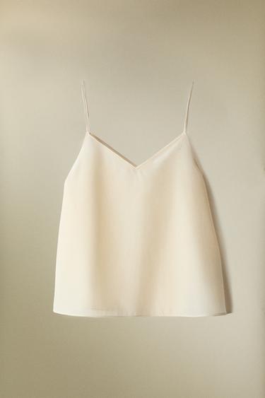 TOP SOIE COTON - Écru de Zara - Image 5