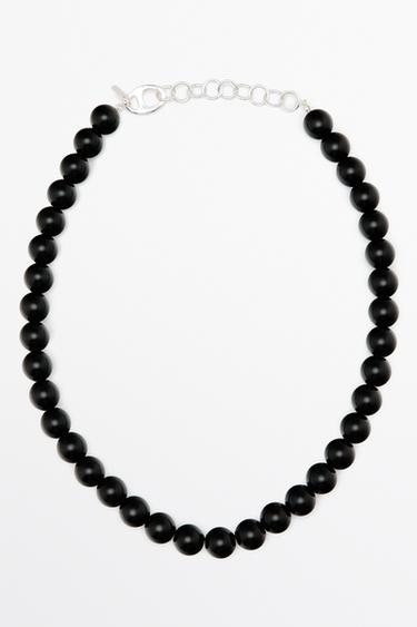 Zara Glass bead necklace - Black