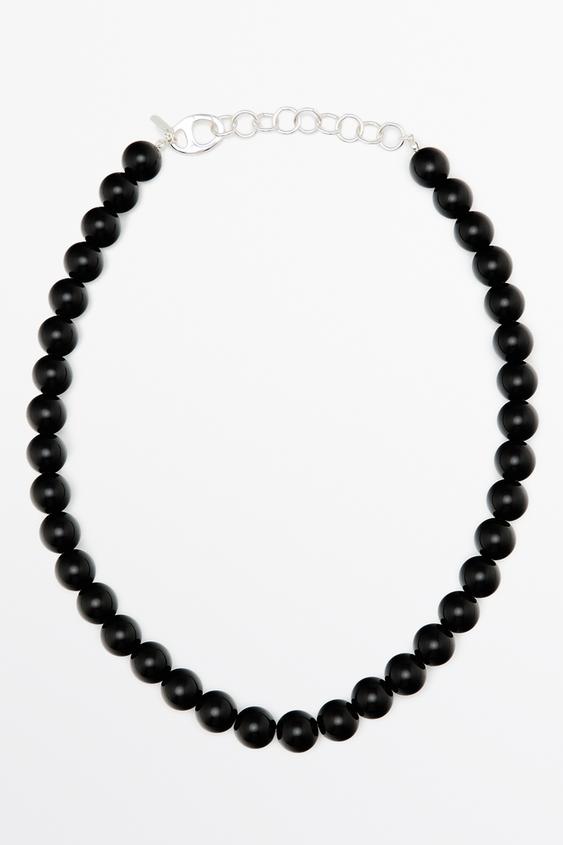 Zara Glass bead necklace - Black - Image 0