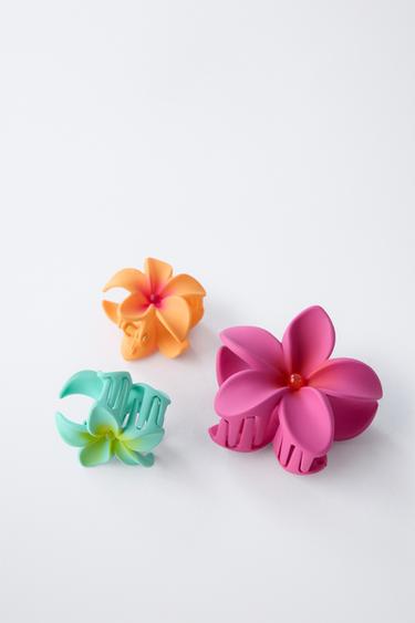 3-PACK OF FLOWER HAIR CLIPS - Fuchsia by Zara - Image 2