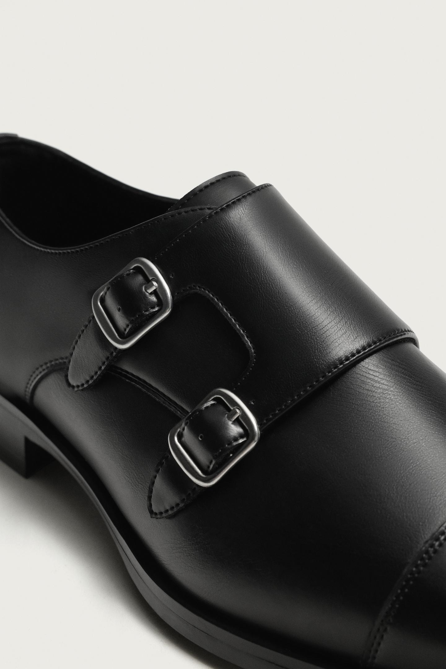 Мужские туфли Zara Double Buckle Dress Shoes, цвет: Чёрный — фото 6