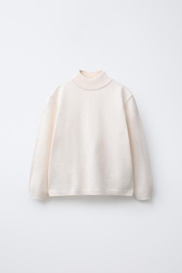 TRICOT TRUI MET PERKINS KRAAG - Ecru van Zara