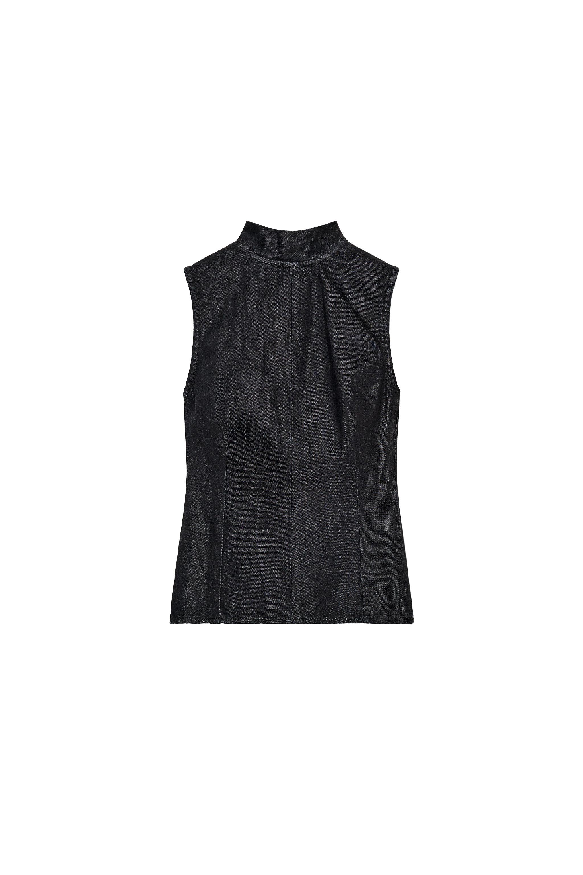 TOP EN DENIM TRF HALTER AVEC NŒUD