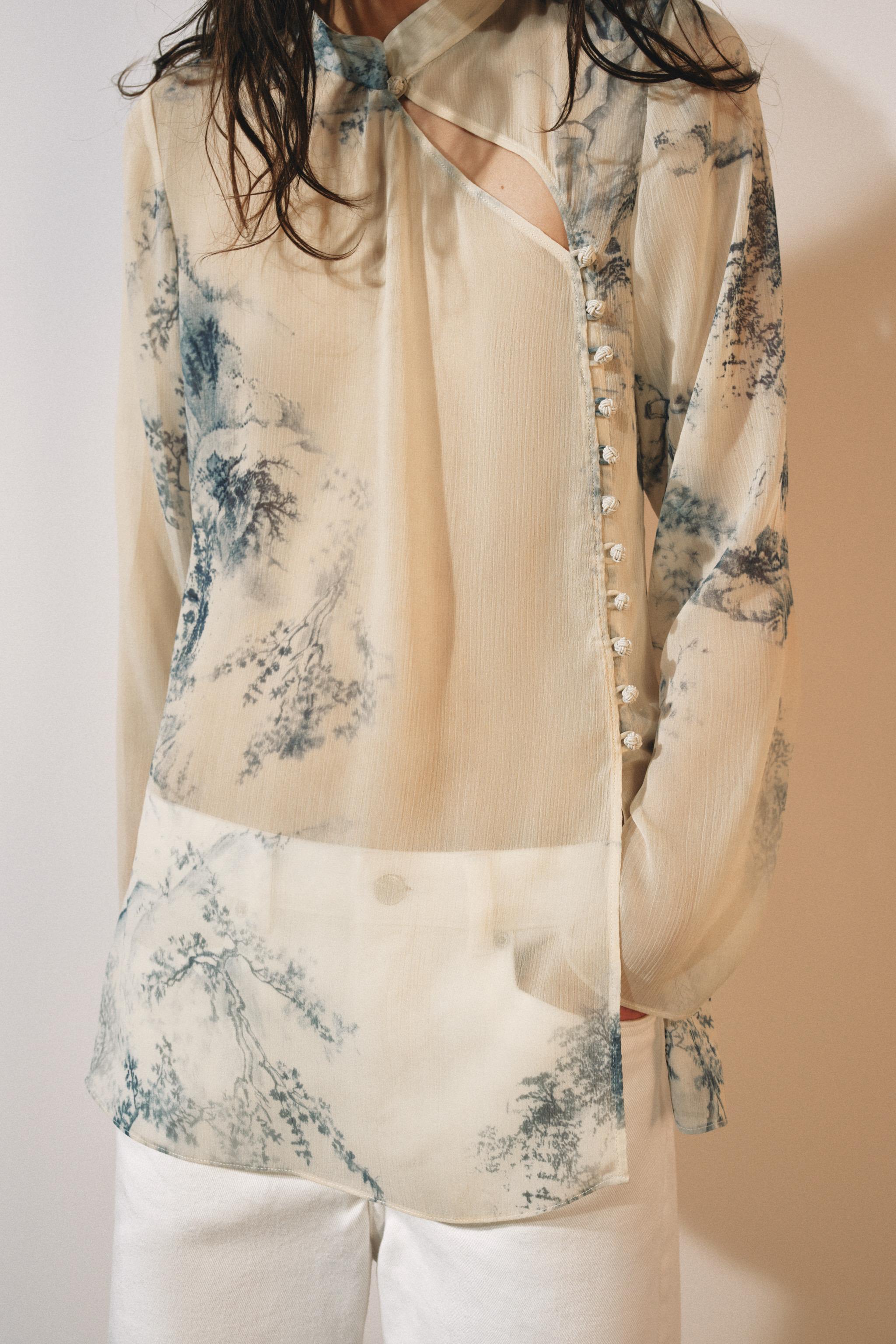 Женские рубашки Zara ZW COLLECTION PRINTED BUTTON-UP SHIRT — фото 4