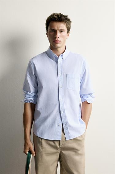 REGULAR FIT TEXTURED OXFORD SHIRT - striped by Zara