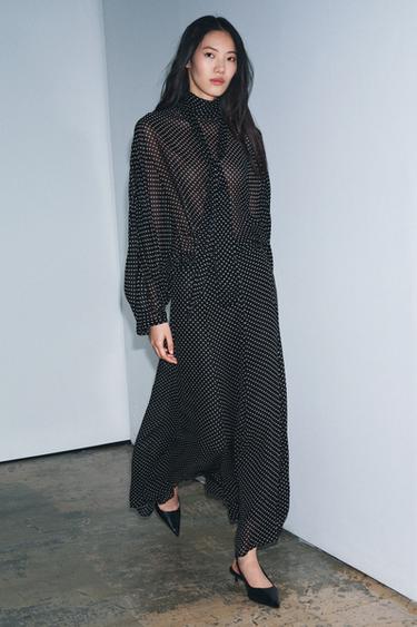 ZW COLLECTION POLKA DOT LONG SKIRT - Black / White by Zara