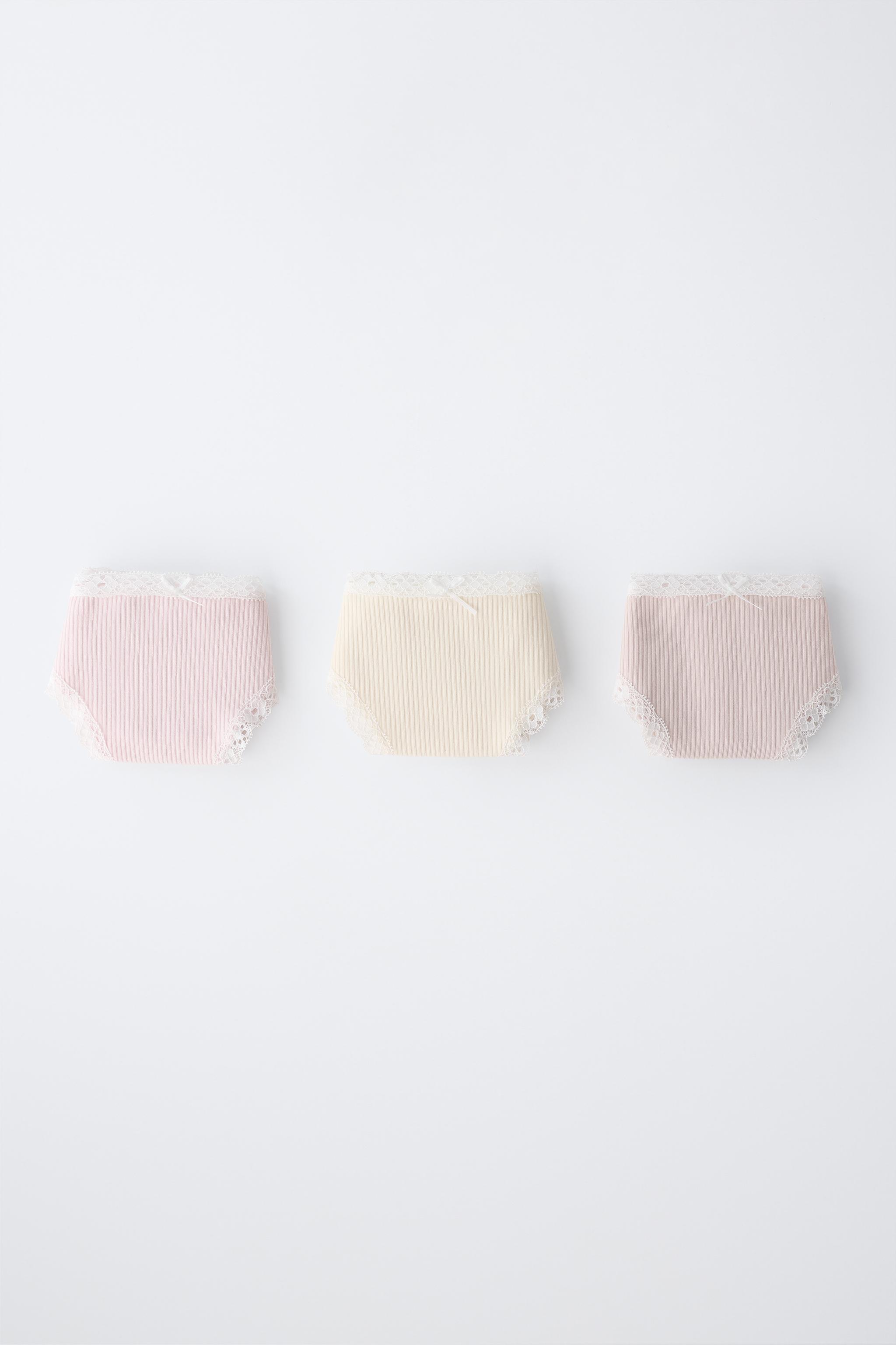 AGES 6-14/ THREE-PACK OF LACE TRIM UNDERWEAR — Pink