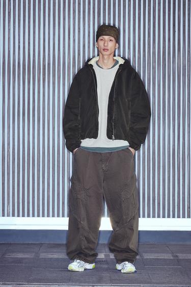 QUILTED DENIM JACKET WITH HOODIE - Brown by Zara