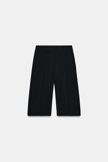 Zara STRAIGHT SHORTS WITH FRONT SEAM ZW COLLECTION - Black