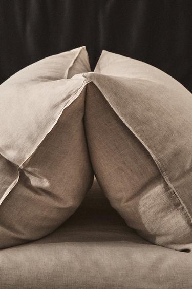WASHED LINEN PILLOWCASE (160 GxM²) - Light beige by Zara - Image 6