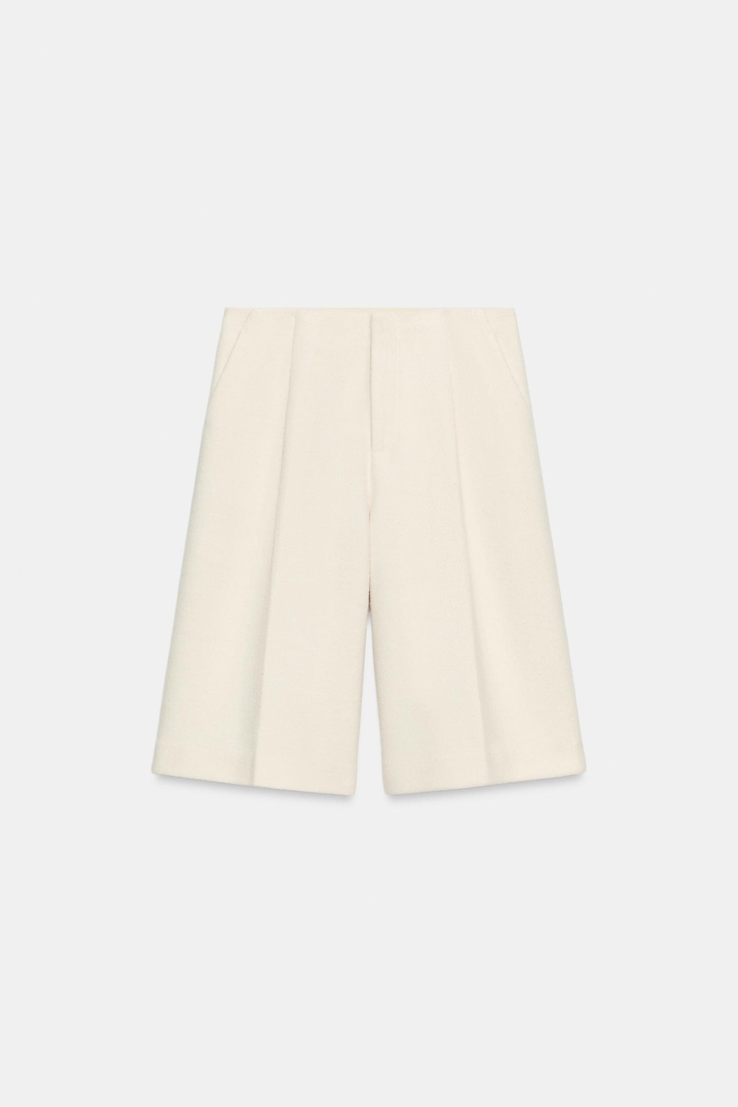Женские шорты Zara Wool-Blend Bermuda, цвет: Экрю — фото 5