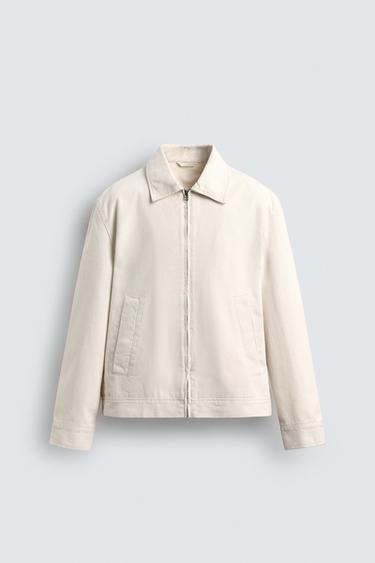 КУРТКА-РУБАШКА ИЗ ТКАНИ С РЕЛЬЕФОМ НА МОЛНИИ — ЭКРЮ от Zara