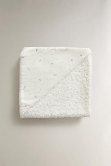 FLORAL HOODED BABY TOWEL - Ecru by Zara - Image 1