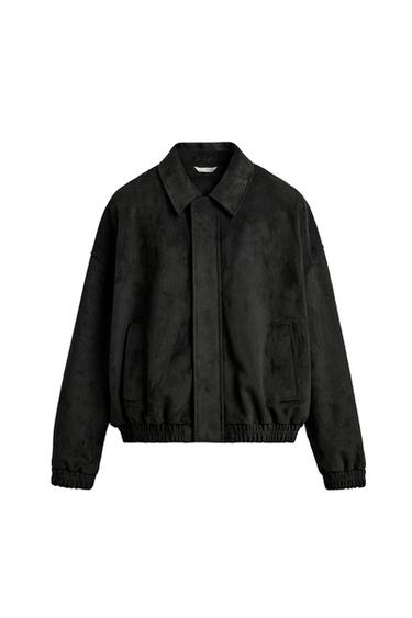 RELAXED FIT FAUX SUEDE JACKET