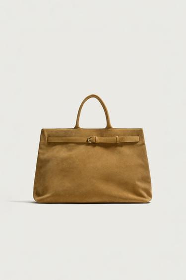 BOLSA DE MANO PIEL CINTURÓN - Marrón Caramelo de Zara