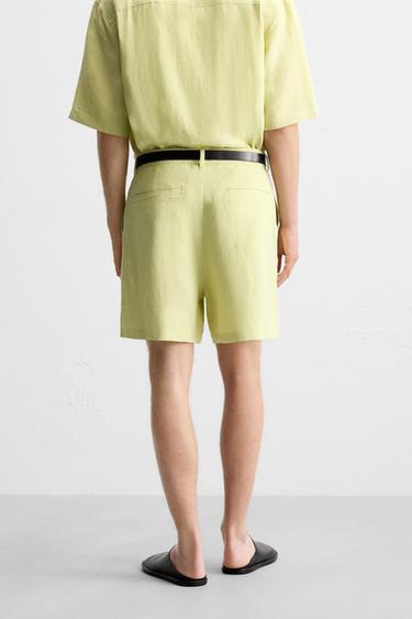 100% LINEN BERMUDA SHORTS - Lime by Zara - Image 2