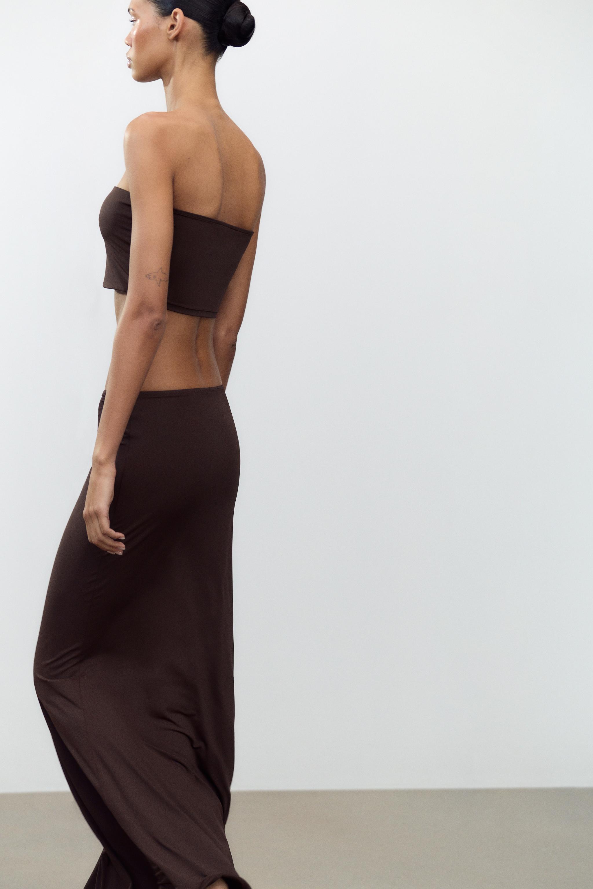 LONG POLYAMIDE SKIRT - Chocolate | ZARA United States LONG POLYAMIDE SKIRT - Chocolate | ZARA United States