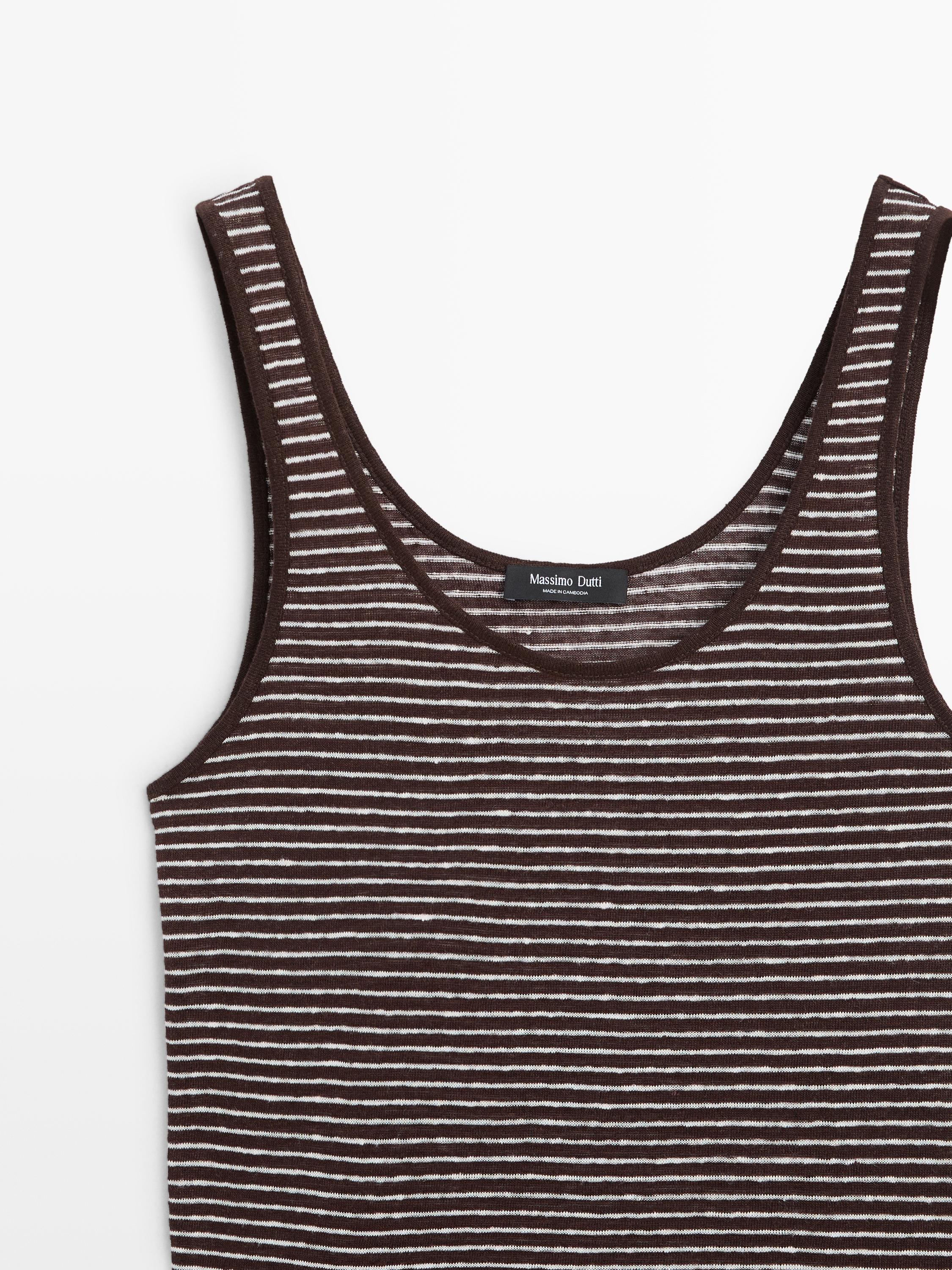 Striped strappy linen top