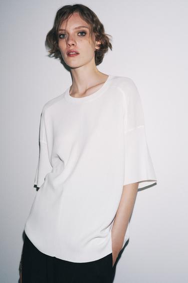 TOP OVERSIZE EN MAILLE UNIE - Blanc de Zara - Image 5