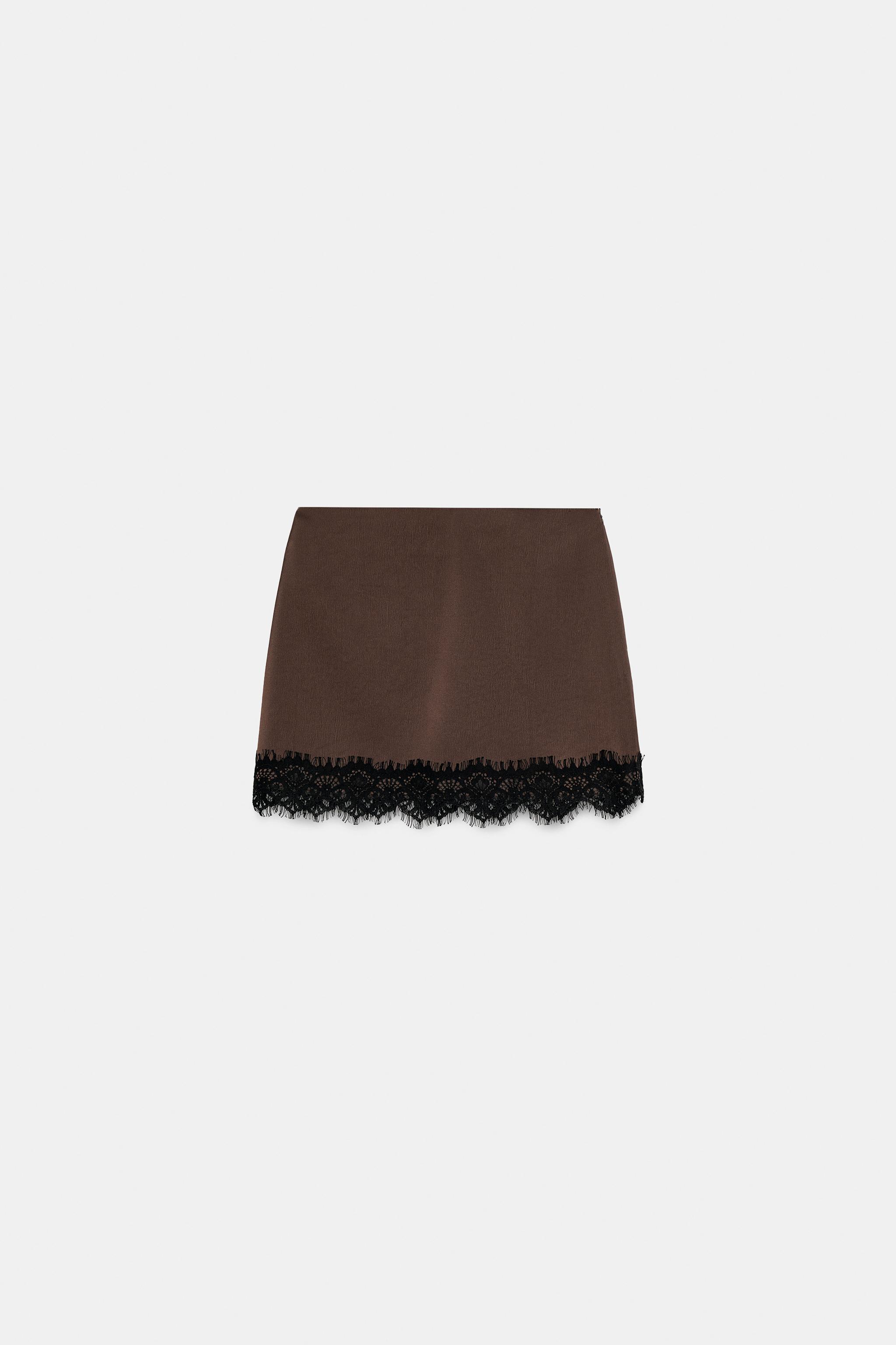 JUPE-PANTALON À CARREAUX EN DENTELLE