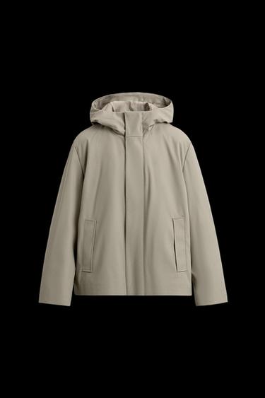 RUBBERISED EFFECT PARKA WITH HOODIE - Sand by Zara