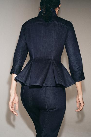 ZW COLLECTION DENIM PEPLUM SHIRT - Blue by Zara