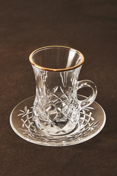 ENGRAVED GLASS TEACUP - Gold by Zara - Image 5