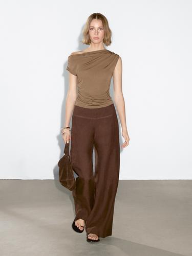 Zara Asymmetric top with draped detail - Mint Green - Image 0