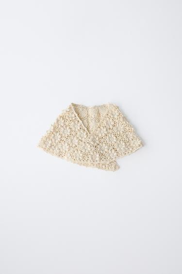 Zara CROCHET KNIT MORNING JACKET - Ecru